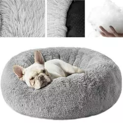 Лежанка для собак Purlov 60 см - сіра, М'яка подушка для тварин, Ліжко для тварин