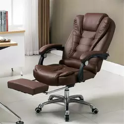 Комп'ютерне офісне крісло BOSS з підставкою для ніг - коричневе крісло для офісу KO22BR