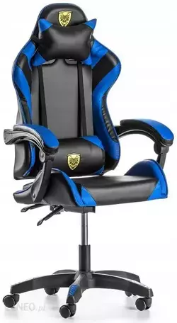 Геймерське крісло з подушками Gordon, офісне комп'ютерне крісло, Чорне з синім