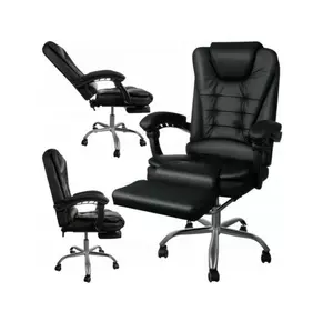 Комп'ютерне крісло офісне BOSS з підставкою для ніг – Чорне крісло для офісу KO22CZ