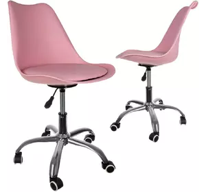Крісло офісне на колесах комп'ютерний стілець на коліщатках Malatec 16428 Рожевий